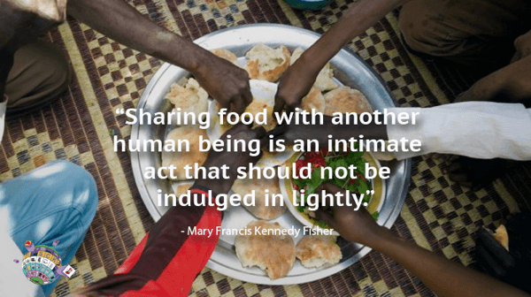 Mary Francis Kennedy Fisher Quote - Sharing food with another human being is an intimate act that should not be indulged in lightly