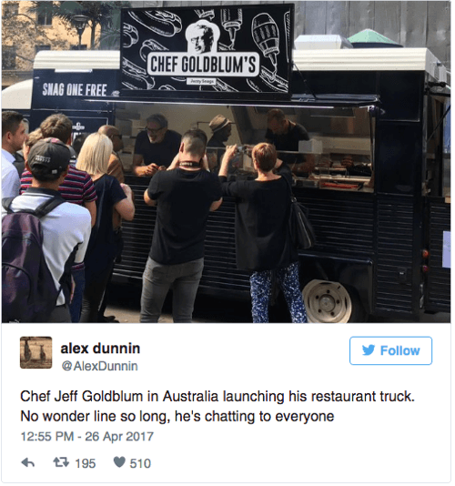 Oh Hey, Why Is Jeff Goldblum Working at an Australian Sausage Truck?