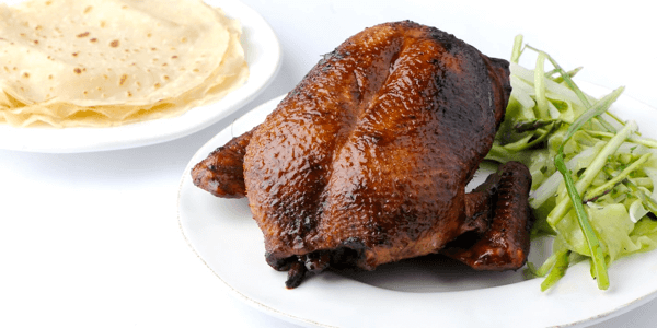 Aromatic duck with asparagus and cucumber salad