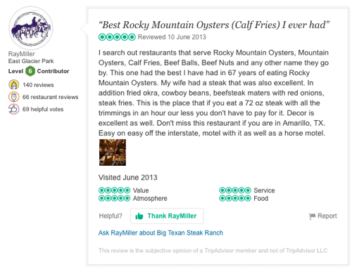 Big Texan Steak Ranch - Best Rocky Mountain Oysters TripAdvisor