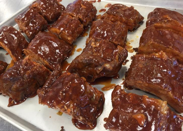 In the morning, cut your ribs and marinate in BBQ sauce, glacé them using Pan fry brown 3 for 8 minutes,