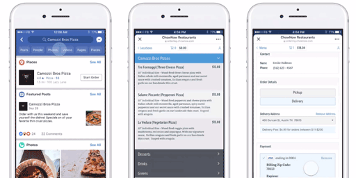 Facebook Launches Food Ordering Within Its App