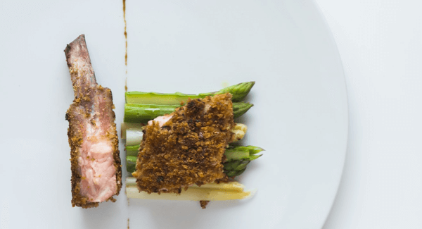 Iberian Pork Ribs With Breadcrumbs and Asparagus by by Giorgio and Gian Pietro Damini