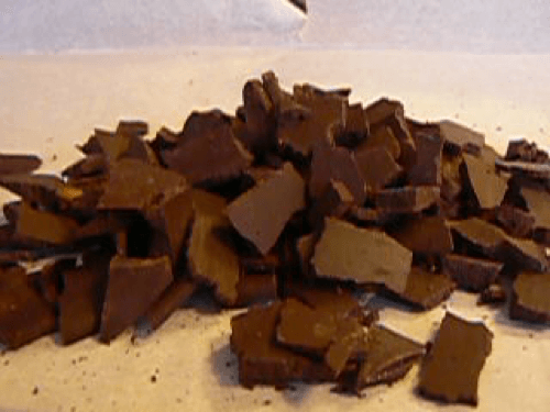 Poorly tempered chocolate is lighter and crumbles