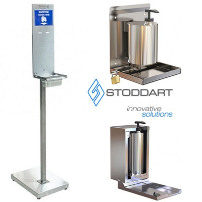 Stoddart Hand Sanistiser Stand and Dispensers