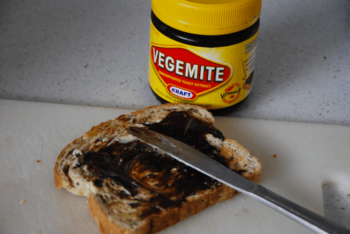 Vegemite. It tastes like salty black tar