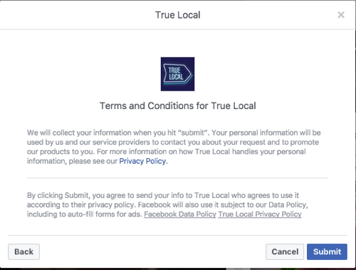 True Local Facebook Step 2